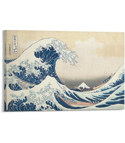 Amazon.co.jp: 職人の手により手摺りしました 葛飾北斎 木版画「神奈川
