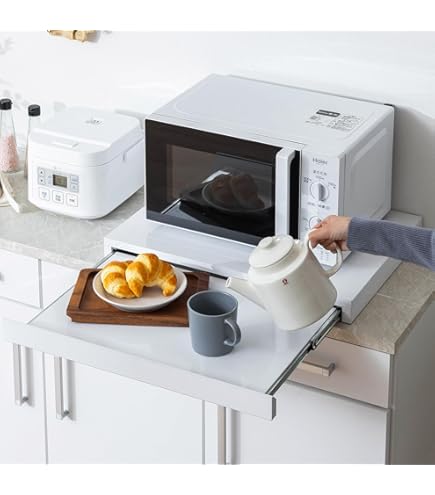 山崎実業 レンジラック スライドテーブル+引き出し 幅45cm 楽天市場】キッチン家電下スライドテーブル タワー W45 幅45cm