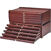 MEEDEN 10-Drawer Art Supply Storage Box, Beech Wood Artist Tool Organizer, Walnut