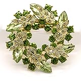 アクセサリー ブローチ キラキラ リース ビジュー クリスマス 卒業式 入学式 結婚式 セール 母の日 ギフト (イエローグリーン, ブローチ)
