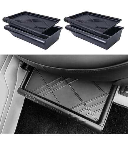 Front Seat Organizer Box For Model Y Jawjut Under-Seat Storage Box For Tesla Model Y & X – ABS TPE Double Layer, Hidden Waste Bin Organizer Hidden Car Storage Bin - View #2