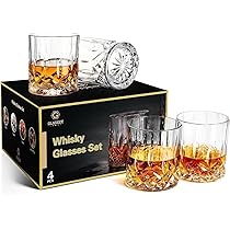 Amazon | GLASKEY ウイスキー グラス 4個ロックグラス320ml クリスタル