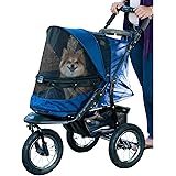 Pet Gear No-Zip Jogger Pet Stroller for Cats/Dogs, Zipperless Entry, Airless Tires, Easy One-Hand Fold, Cup Holder + Storage 