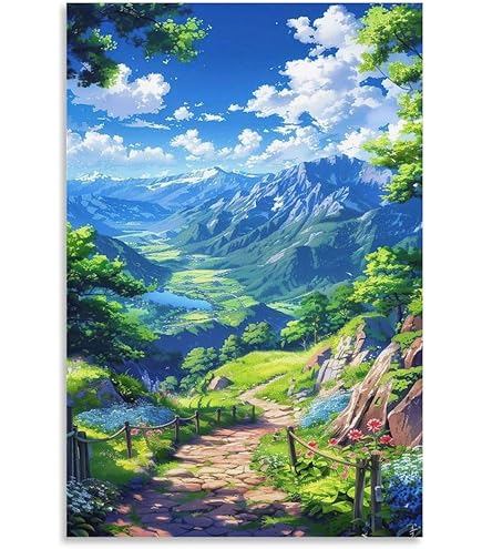 Amazon.co.jp: ポスター 山 自然 風水 絵 山の絵 緑の絵 玄関 開運