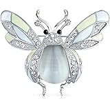 「白黄色の大きな庭の昆虫、トンボ、ホタル、女王蜂、蝶のブローチピン、女性用、銀メッキ真鍮」