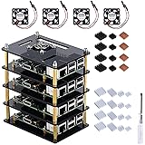 GeeekPi Raspberry Pi4クラスターケース冷却ファンとRaspberryPi4ヒートシンク付きRaspberryPi4ケースアクリルケースPiラックケースRaspberryPi 3B +に適した積み重ね可能なケースRaspberryP