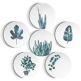 ComSaf コースター 硅藻土 アスベストなし 6枚セット 超吸水 速乾 断熱 滑り止め 保護コルク裏面 プレゼント北欧風 10cm