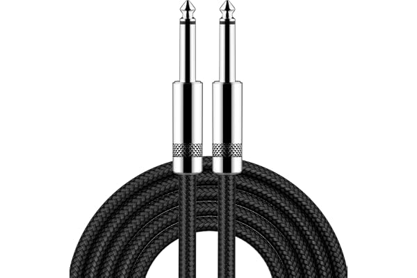 FEYCH ギターシールド ギターケーブル 長さ3m S-S型プラグ ベース シールド 高耐久ナイロン 断線しにくい 楽器用ケーブル ベース/キーボード/アンプ/ドラム対応 (3M-S-S)