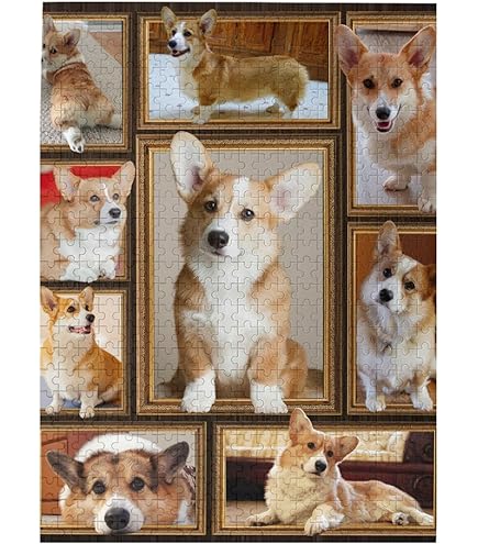 Amazon | ジグソーパズル 木製パズル コーギーの写真 絵画 脳