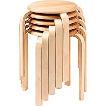Amazon.co.jp: イーサプライ スツール 木製 5脚セット 天然木 丸