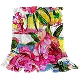 フリース スロー ブランケット 軽量マイクロファイバー ブランケット、水彩の花が咲く、ソフトコージーベッド 59.0x51.1 ブランケット