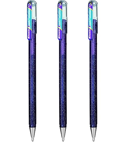 Pentel Hybrid - Dual Metallic - Vloeibare Gel Rollerball Pen - K110 - Blauw/ Metallic Goud - Pack van 3