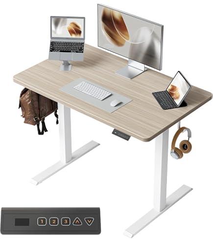 Amazon | YIHAYO 昇降デスク 一枚板 高さ70-115cm 幅100cm 奥行き60cm