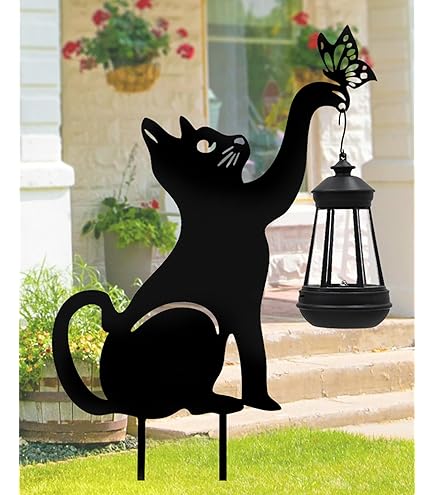 Amazon.co.jp: 黒猫 ハロウィンデコレーション 屋外 - ソーラー