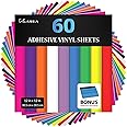 Kassa Permanent Vinyl Sheets (Pack of 60-12” x 12”) - Includes Bonus Squeegee - Matte & Glossy Assorted Colors Bundle - Self 