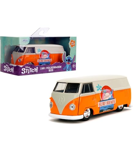 Jada Toys Furgoneta Volkswagen T1 Con Figura Stitch – Die-Cast A Escala 1:24 Con Puertas Abatibles – Multicolor