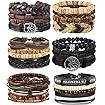 LOLIAS 24 Pcs Woven Leather Bracelet for Men Women Cool Leather Wrist Cuff Bracelets Adjustable