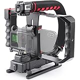 Zeadio 全てのカメラ、アクションカメラ、ビデオカメラ、スマートフォン用のビデオアクションハンドヘルドスタビライザーとスマートフォンビデオリグ