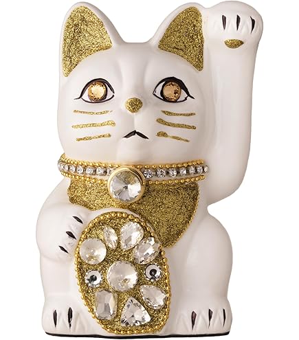 Amazon.co.jp: ご縁猫 ジュエリーキャット(S-SIZE 白 White）左手あげ