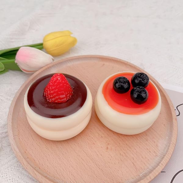 Set of 2 Squeeze Blueberry Souffle + Strawberry Souffle Cake Toy, Rebound Water Sticky, Stress Relief Goods, Healing Squeeze Toy, Durable TPR, Washable, Elastic, For Children and Adults, Gift - 1