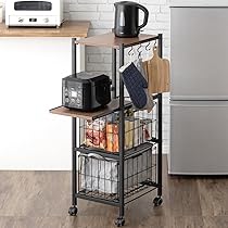 タンスのゲン キッチンワゴン キャスター、コンセント付き ブラウン(88100) タンスのゲン キッチンワゴン キャスター、コンセント付き ブラウン