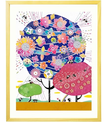 シナプス　繋　伝　抽象画　モダンアート　新築祝い　開業祝い　引越祝い　プレゼント Amazon.co.jp: プレゼント 絵 幸せアート「しあわせ花音 藍色」(M