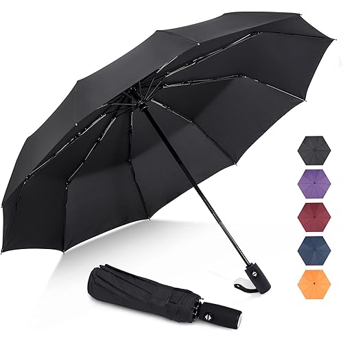 ZOMAKE Lightweight Folding Umbrella - Compact Travel Umbrella Automatic Open Close Windproof Umbrellas with 10 Strong Ribs