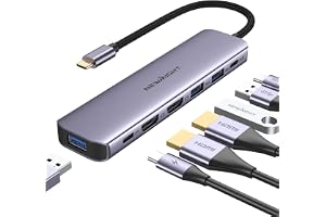 USB C ハブ hdmi 2つ Dual Display ドッキングステーション 7in1 MST デュアル 4K HDMI 拡張 リプル ディスプレイ 高速USB 3.0*3、type c データ伝送、USB-C 100W充電、MacBook P