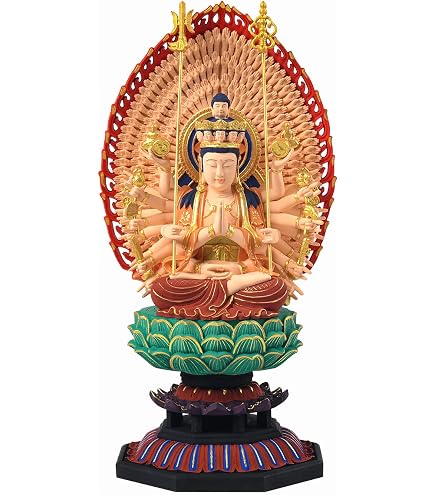 Amazon｜仏像 十一面観音菩薩 千手観音菩薩 木彫り仏像 仏壇仏像 桧