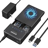 Sokiwi 10Gbps NVMe ドッキングステーション 冷却ファン付き - デュアルベイオフラインクローンツールフリー NVMe M.2 SSDエンクロージャ 2230/2242/2260/2280 SSD用 (最大8TB)