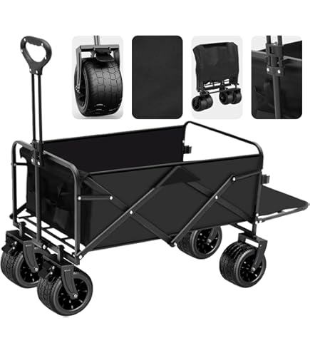 Amazon.co.jp: HZCYS アウトドアワゴン【2025強化版 後部展開可】大