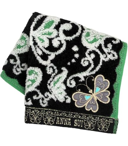Amazon｜ANNA SUI (アナスイ) タオルハンカチ (薔薇＆ネコ刺繍) 猫 猫