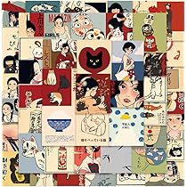 Amazon.co.jp: TK.tech レトロ風ステッカー50枚入り シール スマホ裏