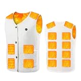 [YORIYOI] 電熱ベスト ボアフリース 16箇所発熱 ヒーターベスト 白 3段階温度調節 洗濯可 ヒートベスト 防寒着 作業着 電熱インナー 日本製繊維ヒーター あったか メンズ レディース（L,ホワイト）