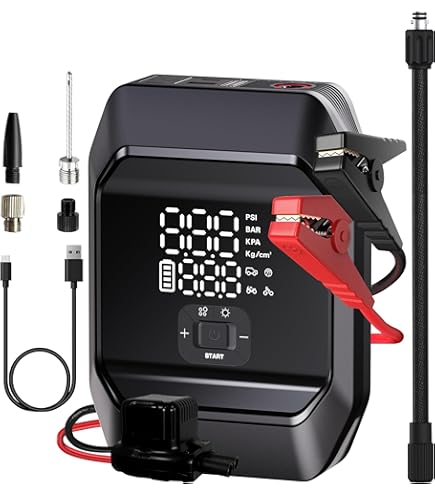 ジャンプスターター 電動空気入れ エアコンプレッサー搭載 バッテリーチャージャー Amazon | KaedearAutoMotive(カエディア) ジャンプスターター 電動