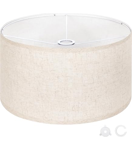 Aspen Creative 17x18 Inch Empire Collapsible Lamp Shade – Ivory Cotton Fabric, Spider Fitter, 11-1/2 Slant Height, For Table Lamps