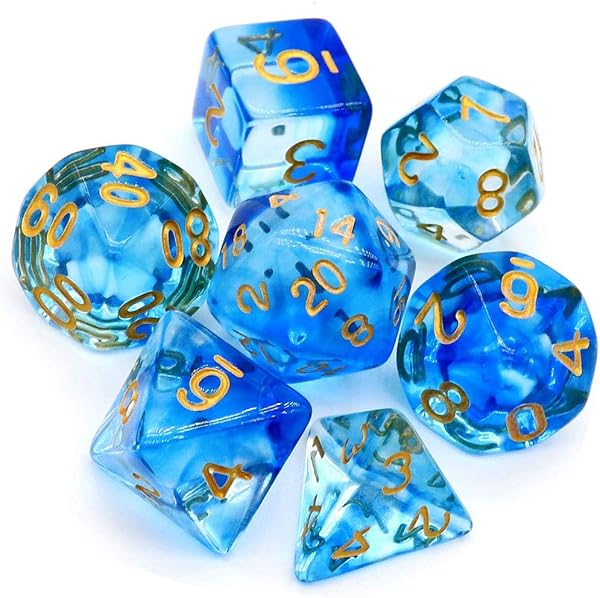 Yourandoll 7個 多面体のダイス サイコロ 16mm D20 D12 D10 D8 D6 D4 Dungeons and Dragons 、DND、 TRPG、 MTGなどテーブルゲーム用 (透明 ブルー) - 1