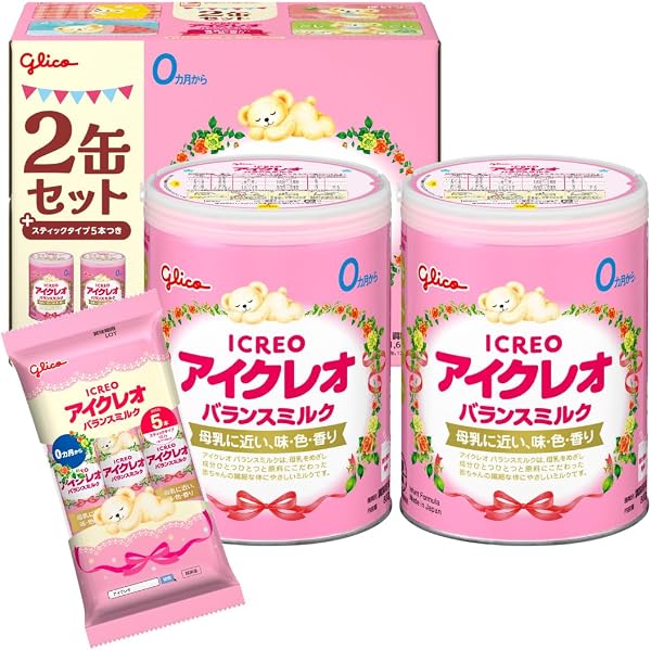 【Amazon.co.jp限定】 アイクレオ バランスミルク 800g×2缶+おまけスティック5本 江崎グリコ 粉ミルク 新生児 乳児 赤ちゃん ベビー 0ヵ月~1歳頃 - 1