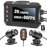 AKEEYO バイク用ドライブレコーダー 前後カメラ 2K 30FPS / 1080P 60FPS 3インチHD液晶画面 【2023年 バイクドラレコ 加速タイム計測機能 IP67防水仕様 GPS内蔵 HDR/WDR明暗補正 6層ソニー製STARVI
