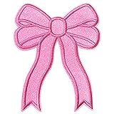 アイロンワッペン リボン 刺繍アップリケ ピンク 12.9×10.3cm のり付き 9色 NYANDELMO ND-0416-R01 ND-0416-R01-PK