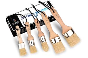 Professional Chalk and Wax Paint Brush 5PC Master Set!!!! Large DIY Painting and Waxing Tool | Smooth, Natural Bristles | Fol