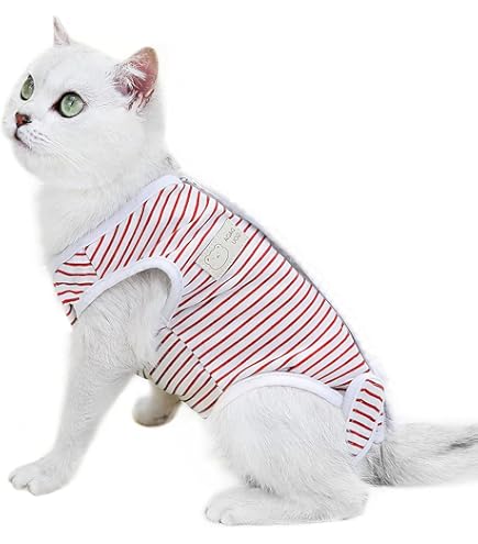 Amazon | Kuoserペット服 猫術後服 四足 粘着性素材 毛髪の掃除に
