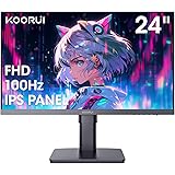 KOORUI モニター 24インチ、PC モニター IPS FHD/1080P/フルHD 非光沢 ディスプレイ(100hz/VGA/HDMI(1.4)/ブルーライト軽減/フリッカーレス/VESA対応/チルト/スイベル/高さ調節可能)