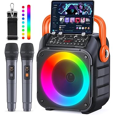 ポータブル PAスピーカー カラオケセット システム Amazon | Moukey 大人用カラオケマシン、子供用ポータブルPAシステム
