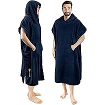 ネイビー×オレンジ防水着替えローブ ウェットスーツポンチョ 屋外防風サーフィン Amazon | Winthome防水着替えローブ ウェットスーツ着替え