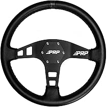 スポーツステアリング アルミニウム製 レザーグリップ Amazon | PRP Seats フラットレザーグリップハンドル オフロード