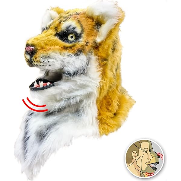 Amazon.co.jp: 口が連動しリアルに動く アニマルマスク タイガー 虎