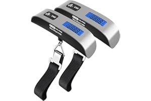 Dr.meter Luggage Scale 2 Pack Travel Scale Essentials Backlight LCD Display 110lb/50kg Luggage Weight Scale Portable Handheld Scale with Rubber Paint, Temperature Sensor, Battery Included
