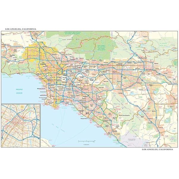 Amazon.co.jp: カリフォルニア州ロサンゼルスのウォールマップ、L - 43