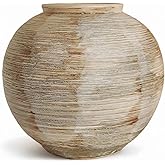 Rustic Vase Home Decor - 6.3 in Beige Ceramic Vintage Farmhouse Vases for Decor, Terracotta Round Bowl Decorative vase for Ho